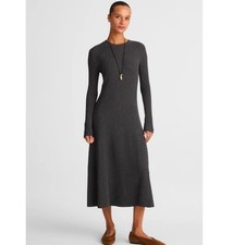 Madewell Women Medium Heather Slate Signature Knit Crewneck Midi Sweater Dress