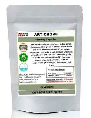 YOUR BEST SUPPLEMENT Artichoke Extract Capsules 10500mg, No Additives, High Strength, Premium Quality
