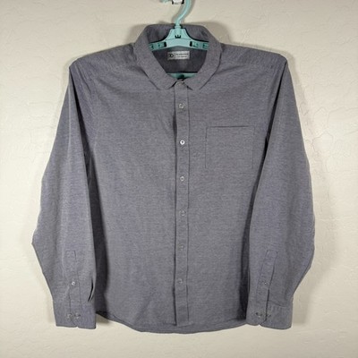 7 Diamonds Shirt Mens Large Gray Stretch Oxford Button Down 4 Way Stretch Cotton