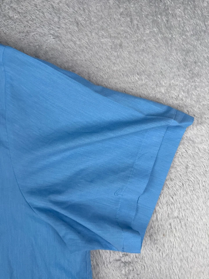 正品 Haband Guayabera 衬衫男式 2XL XXL 蓝色纽扣 4 口袋 Poly Blen — 第 2/4 张图片