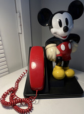 Vintage 1993 Original Walt Disney Mickey Mouse Corded Desk Phone with Red 