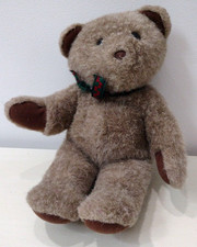Eden Brown Teddy Bear 14" Stuffed Animal Toy Felt Paws Ears 2 Tone Plaid Bow