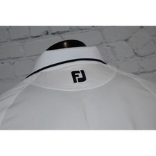 FootJoy Polo Shirt Mens Large White Performance Golf Short Sleeve Navy Trim