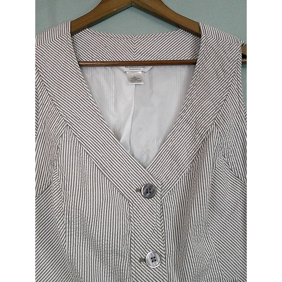 Chaleco forrado Linea Donna Essentials marrón/blanco a rayas 100 % algodón para mujer 1X Foto 2 de 4