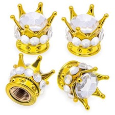 4PCS Crown Bling Tire Stem Valve Caps, Crystal Diamond Car Wheel Gold  Silver