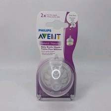 Philips Avent Natural Nipple First Flow 0 m  Baby Bottle Nipples 2 Pack New