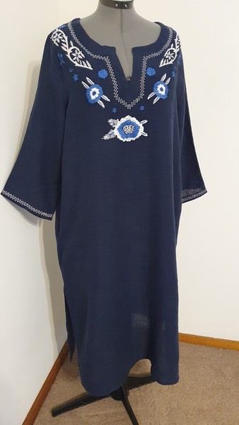 ADRIFT Linen Maxi / Kaftan in navy - XL