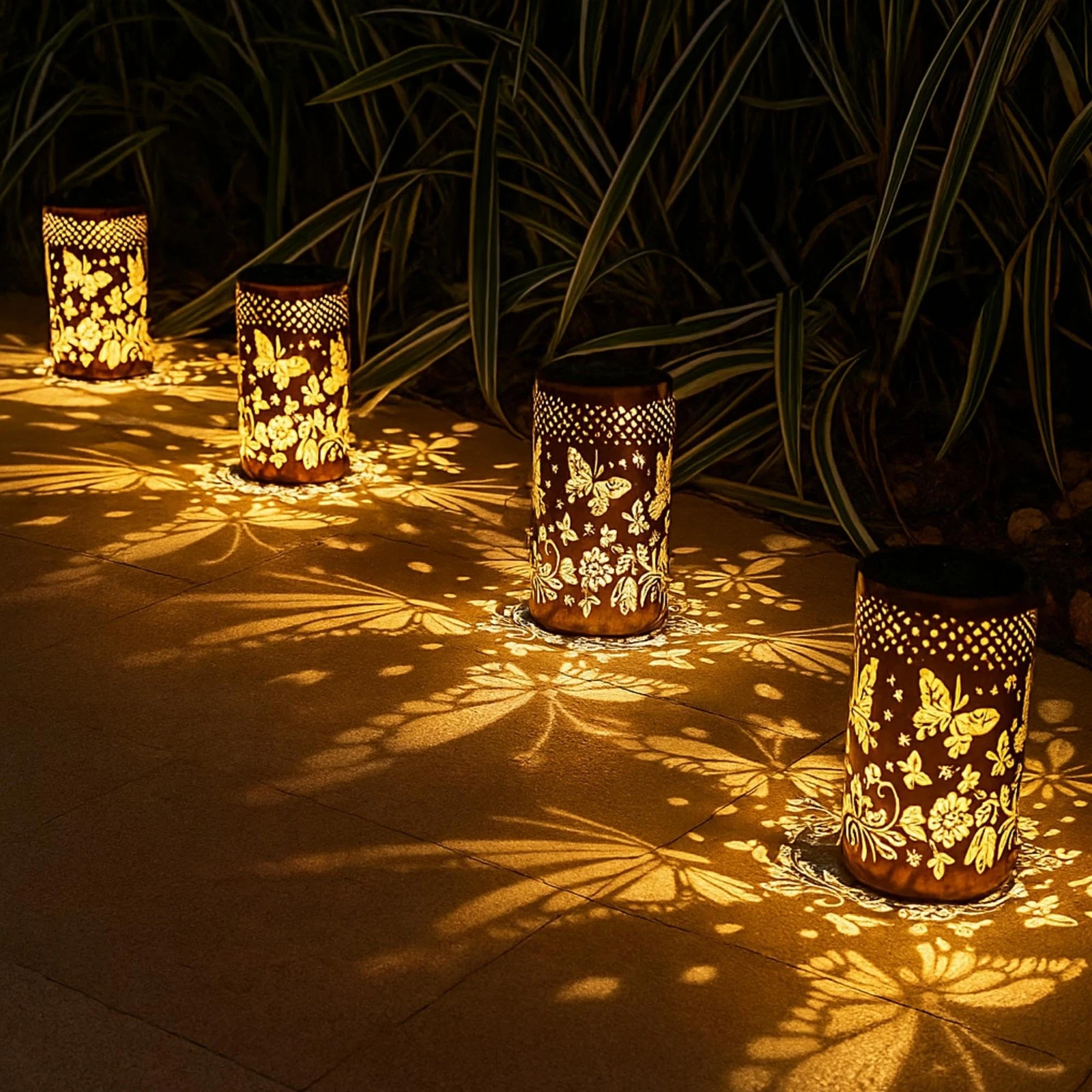 4 Pcs Butterfly Solar Lanterns Outdoor Waterproof – Decorative Garden Lights ...