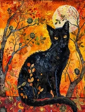 Black Cat #2 | A4 Mulberry Rice Paper | Paper for Decoupage | Craft Kreatively