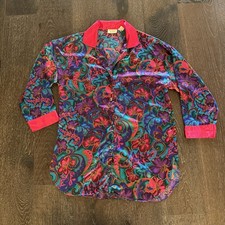 Vtg Victoria's Secret Nightshirt Gold Label Sz Medium Large Floral Colorful