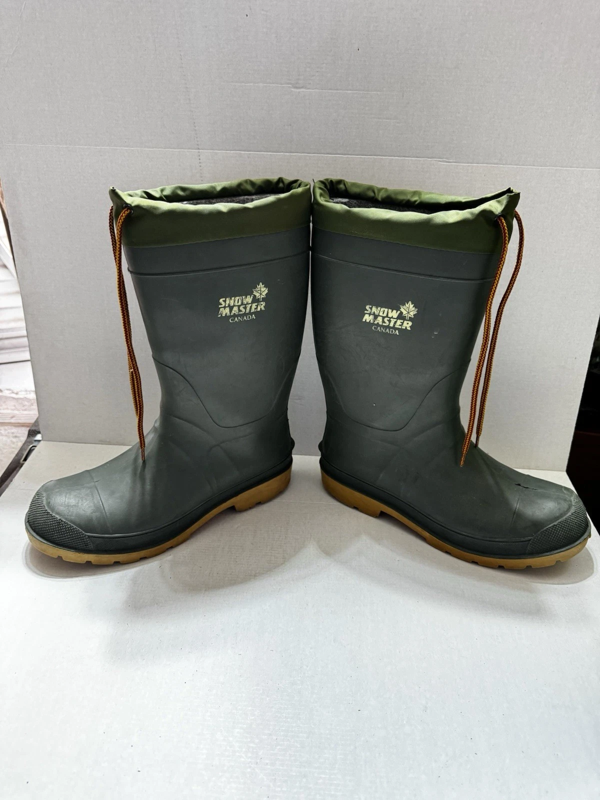 Snow Master Canada Green Rubber Boots Wool Liner Insulated Waterproof Men’s 7