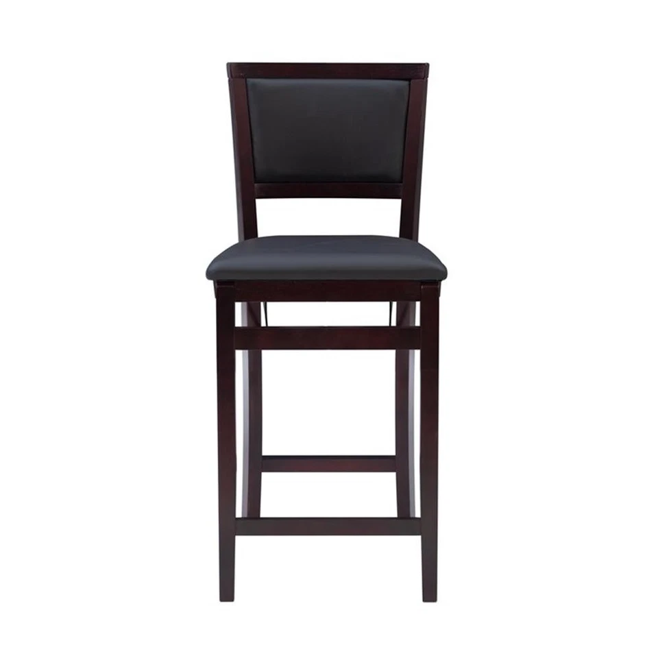Linon Triena Folding Counter Stool Faux Leather Padded Back/Seat in Merlot Wood - Image 4 of 4
