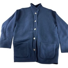 Vintage L.L.Bean 100 Wool Button Front Jacket Women's Large Navy Blue Heritage