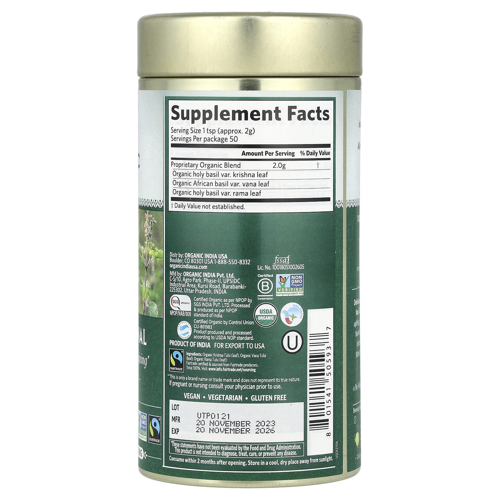 Tulsi Original Loose Leaf Tea, Caffeine Free, 3.5 oz (100 g)