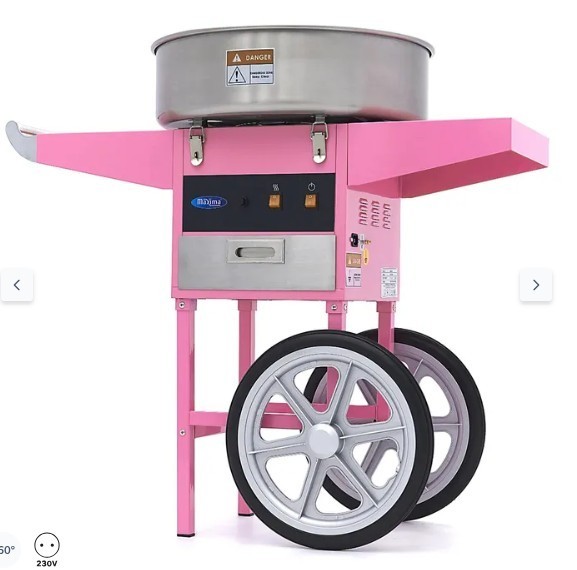 Gastro Zuckerwattemaschine - Ø 52cm - Rosa - mit Wagen Zuckerwattwagen