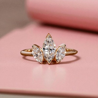 2Ct Marquise Cut Simulated Diamond Engagement Ring 14K Rose Gold Plated