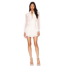 LoveShackFancy Trisha Ruffled Lace Mini Dress True White Size 4 NWT