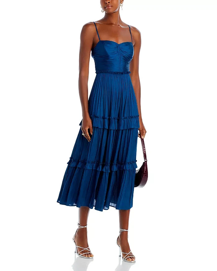 Aqua Navy Ruched Top Midi Dress L14625 Womens Size XL