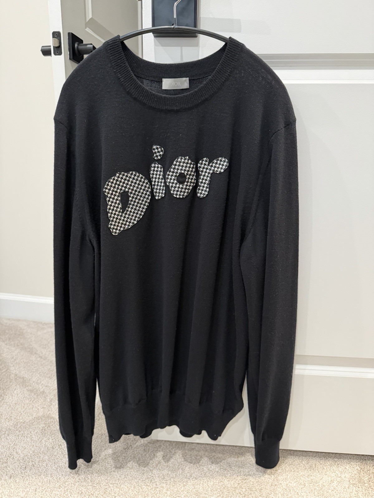 Dior Patchwork Black Wool Sweater In Large L $150… - image 1