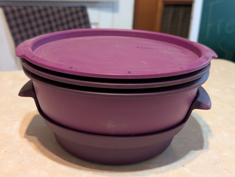 TUPPERWARE Microwave cooking set Smart Steamer Purple Amethyst Bowl 4-Pc