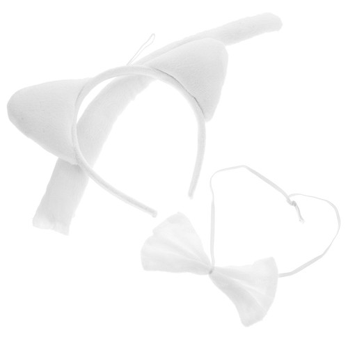 Set copricapo gatto bianco accessori costume animale orecchie e coda bambino - Foto 11 di 12