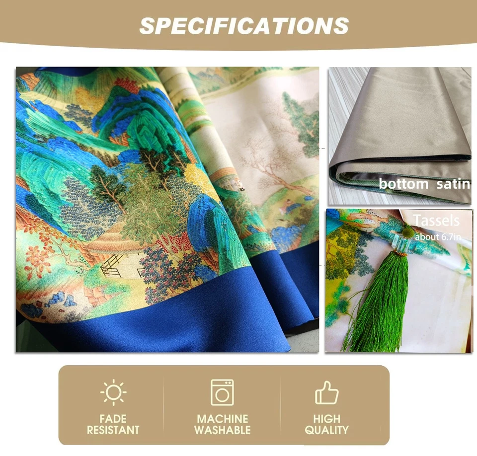 Double-Layer Satin Table Runner with Tassel Chinese Decor Farewell at Xunyang - Image 3 of 4