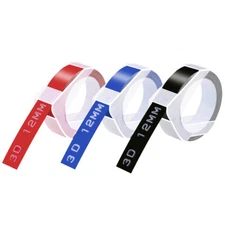 3PK 3D Embossing Tapes For DYMO Embossers Label Maker 1/2" Red Blue Black