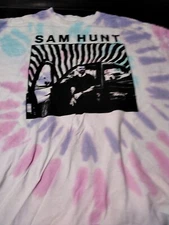 Sam Hunt T-Shirt Mens Tie Dye White Blue Pink Crew Neck Short Sleeve  2X Large