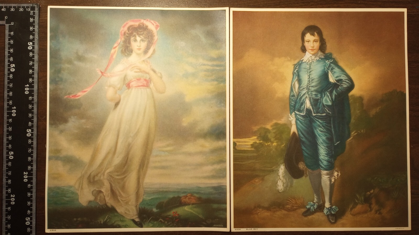 Thomas Gainsborough "Blue Boy" Print 4008 And pinky 2806 litho in USA
