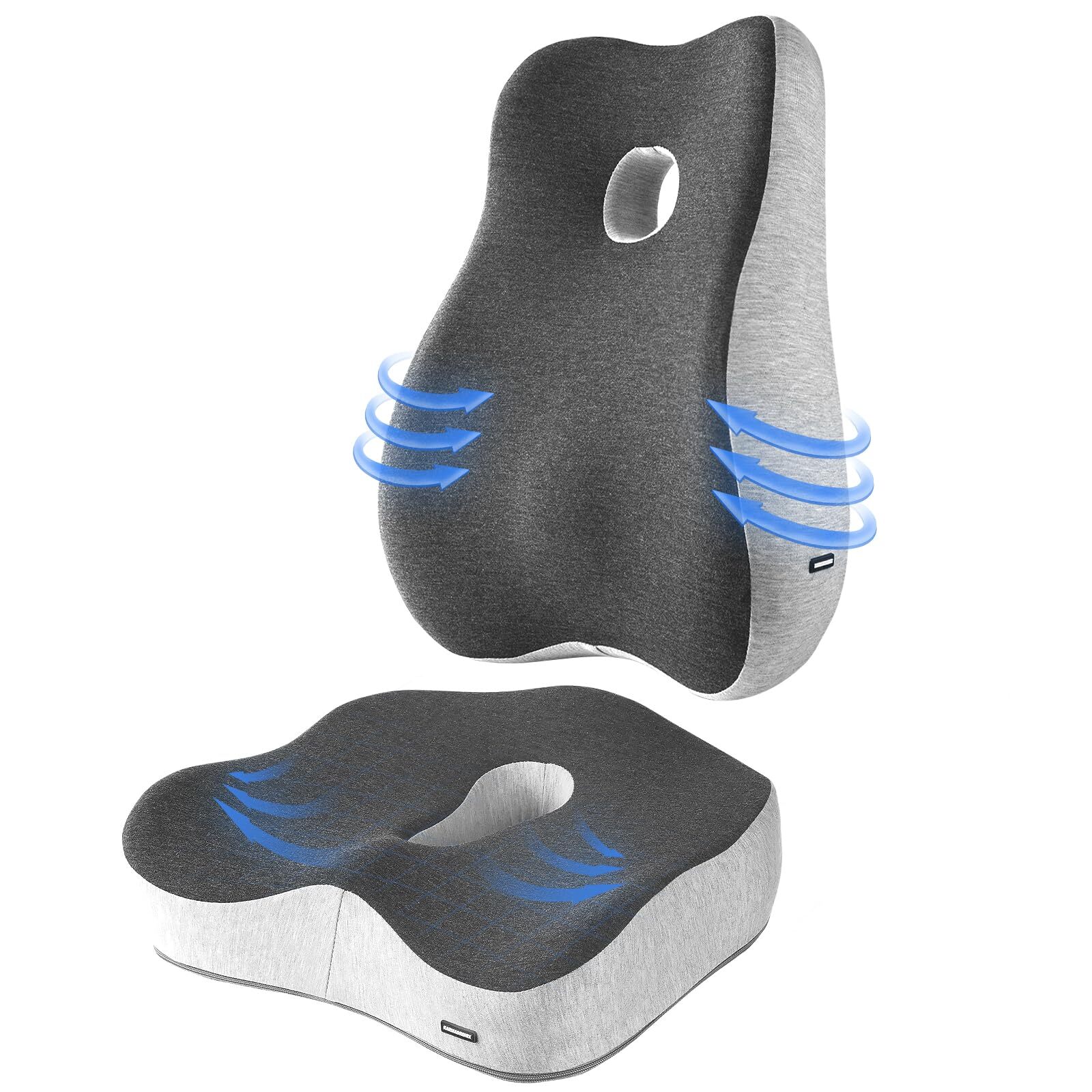 Large Memory Seat Cushion for Office Chair Pressure Relief Sciatica & Tailbon...