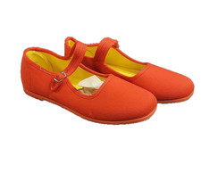 On Your Feet Kung-Fu Mary Jane Flats, Twill Bright Orange, sz 7M