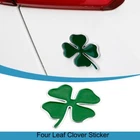 2xFour Leaf Clover Trim Emblem Green Lucky Clover Badge Universal for Alfa Romoe
