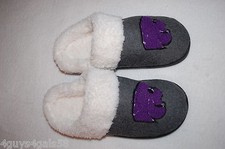 Womens Slippers K-STATE WILDCATS Powercats GRAY OPEN BACK Sherpa Lined L 9-10