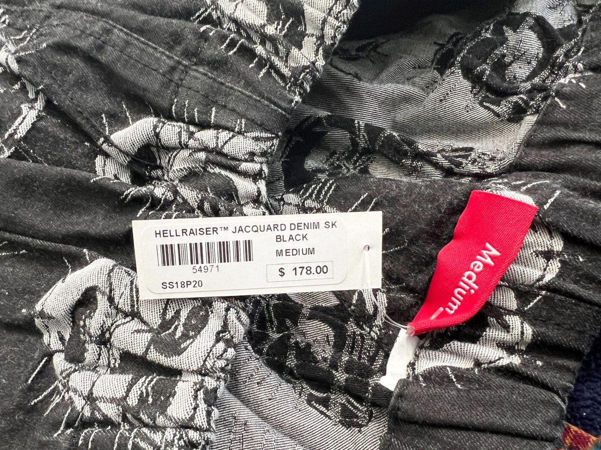 SUPREME HELLRAISER JACQUARD DENIM SKATE PANTS BLACK SZ MED Clive