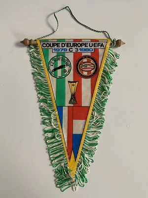 AS Saint Etienne PSV Eindhoven fanion coupe d'Europe 1979 - 1980 ASSE pennant - Photo 1/2