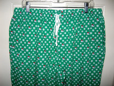 VINEYARD VINES PAJAMA PANTS SZ L SANTA HAT WHALE GREEN WHITE SNOWFLAKES EUC