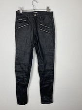 NWT H M Women's Size 4 Faux Leather Black Pants, Mid Rise, Zipper Detail