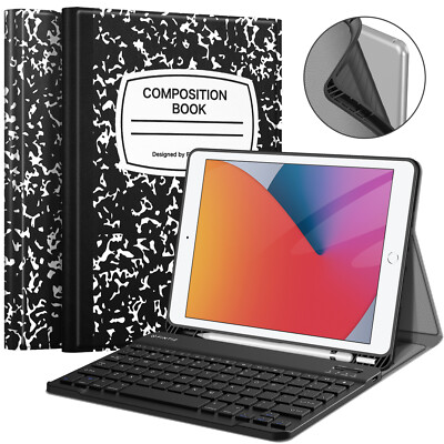 For iPad 9th Gen 2021 Bluetooth Keyboard Case Stand with Pencil  Holder US