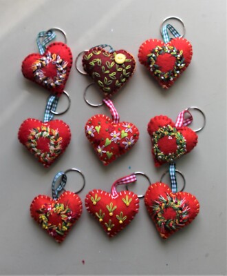 PaTchyZ Original Felt Creations Random Key Chain Button Christmas Heart 2''x2''