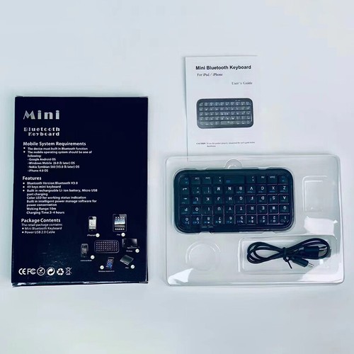 Mini Rechargeable Type-C Bluetooth 3.0 Keyboard Slim Wireless Pocket Keypad - Photo 2/12