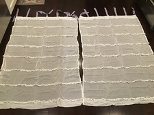 Pottery Barn Curtains 64" x 44" w/ Purple Polka Dot Ruffles 4 Panels