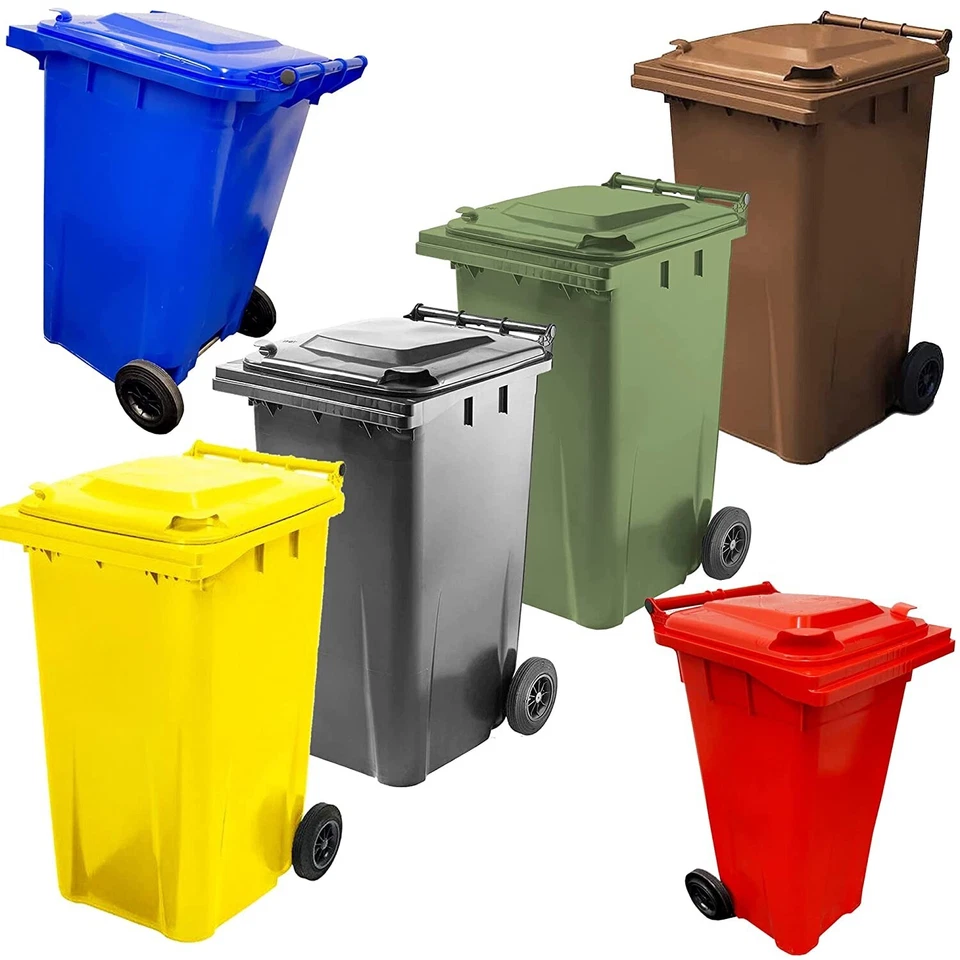 Wheelie Bin Large 240L Council Size Bin All Colours Outdoor Rubbish Rubber Wheel