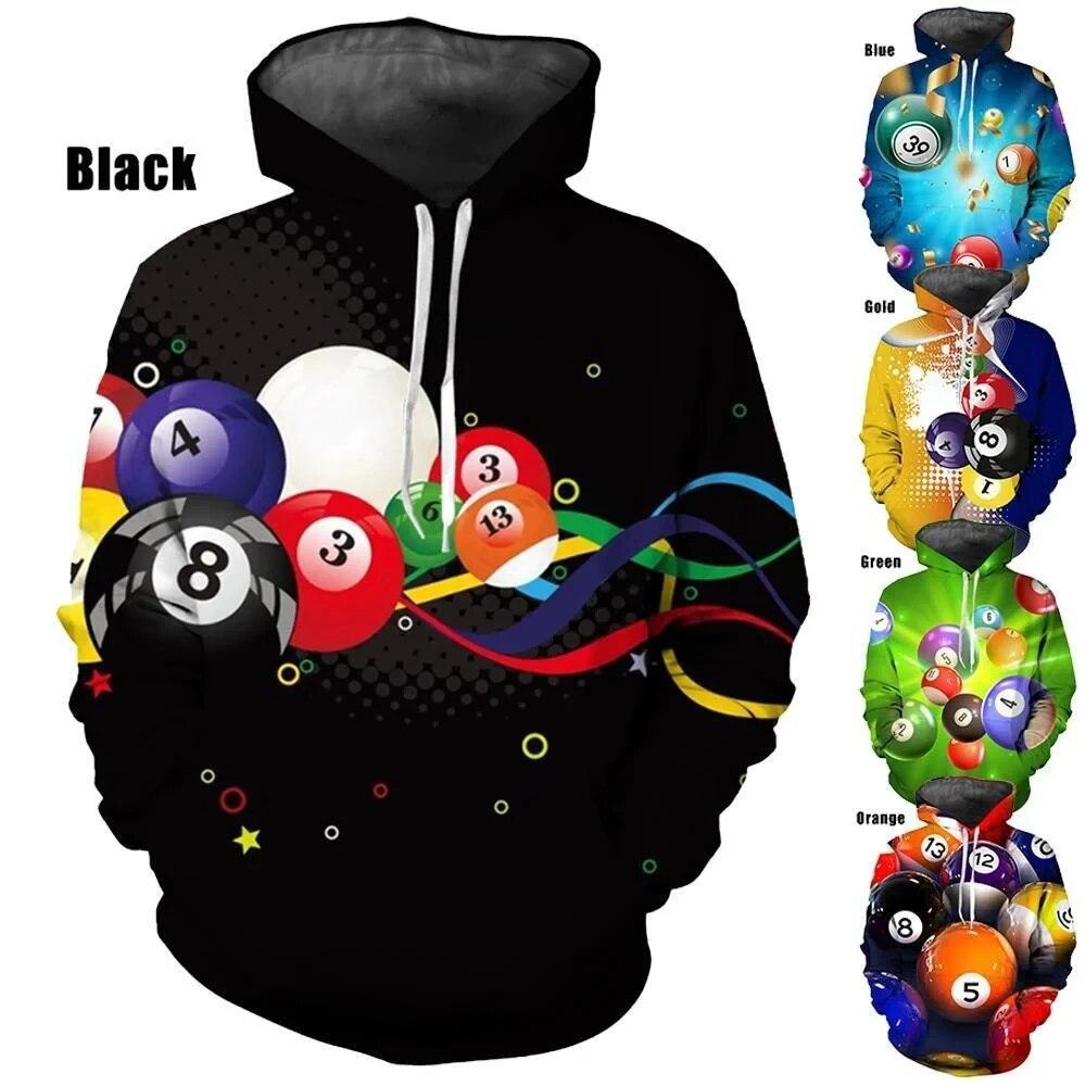 Pool Balls Billiards Graphic Hoodie Mens Sweatshirt Street Style Top