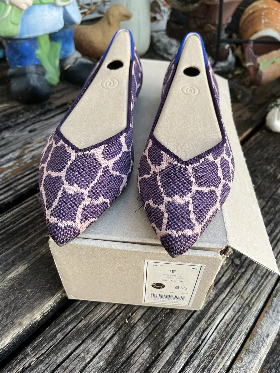 Rothys Violet Purple Giraffe Points Sz 8.5 Ballet Pointed Toe
