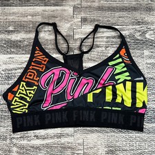 Victoria's Secret Pink Ultimate Size S All Over Spellout Print Sports Bra