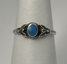 925 Sterling Silver Blue Turquoise Ring Size 7 Jewelry