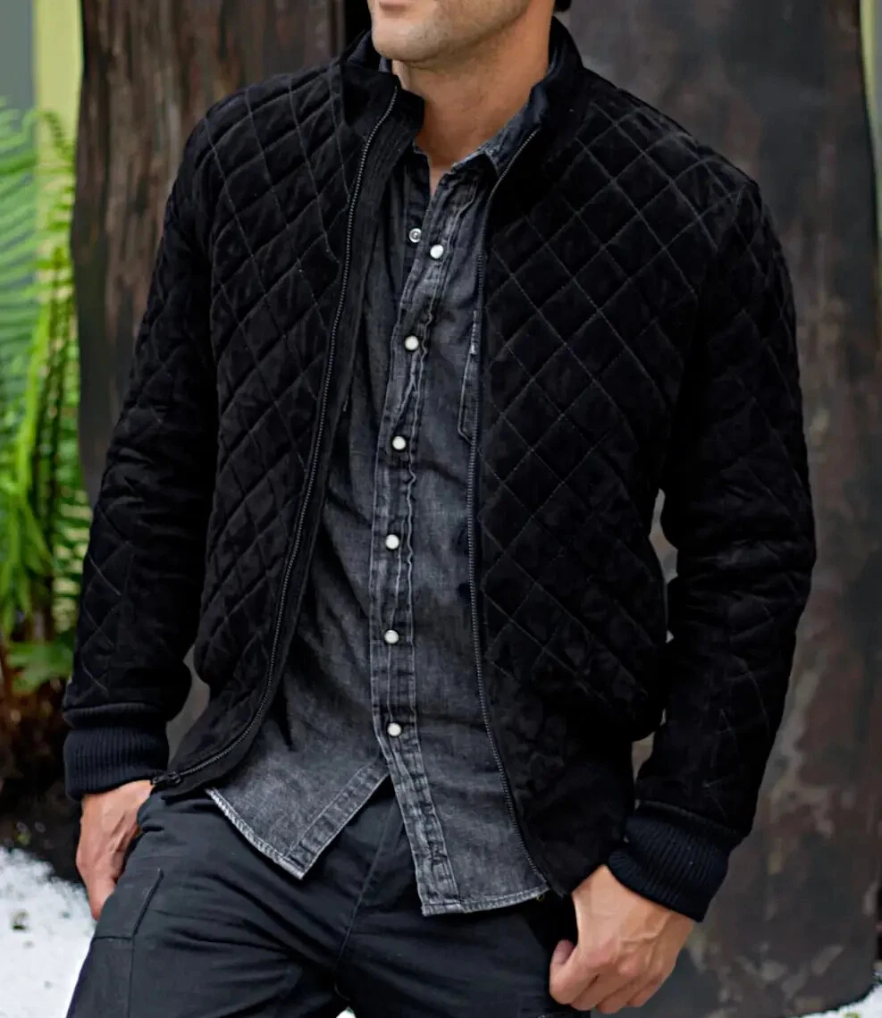 Men's Black Suede Bomber Jacket Pure Soft Suede Leather Jacket
