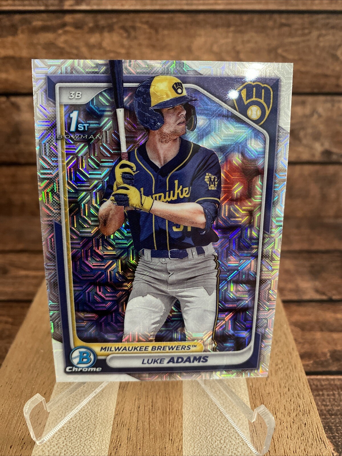 Luke Adams 2024 Bowman #BCP-50 Chrome Prospects Mojo Refractor Mega