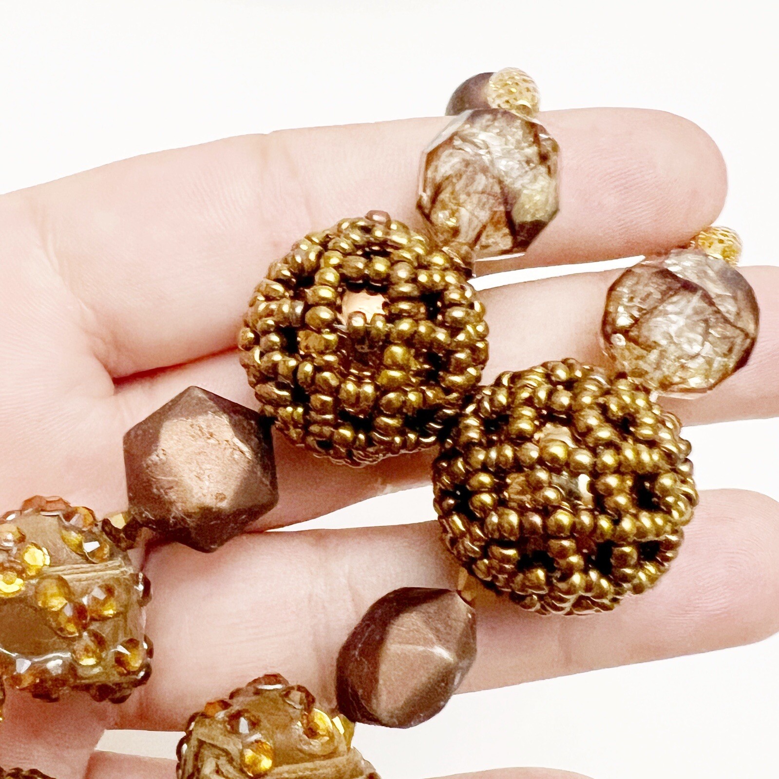 Bronze Color Beaded Toggle Collar Statement Neckl… - image 3