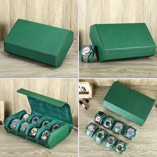 4/6/8 Slots Genuine Leather Watch Roll Display Case Watches Jewelry Storage Box - Picture 7 of 36